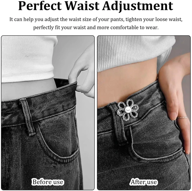 Alt view image 3 of 6 - 8 Sets Pant Waist Tightener, Adjustable Detachable Decorative Waist Buckles, Jeans Buttons for Crystal Pants, Gold