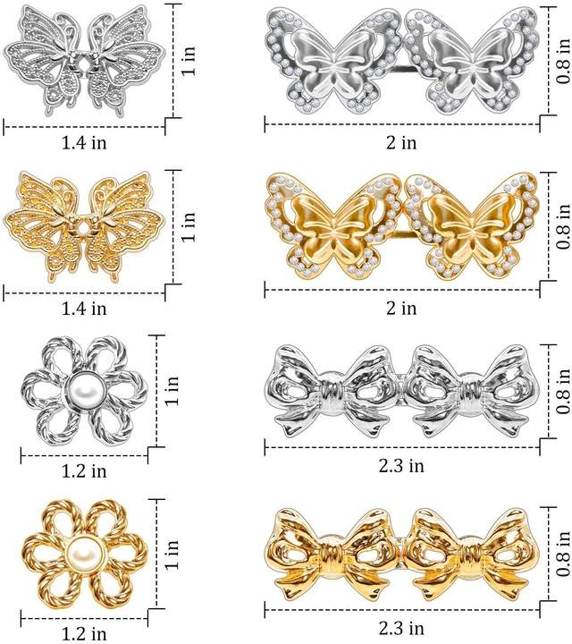 Alt view image 4 of 6 - 8 Sets Pant Waist Tightener, Adjustable Detachable Decorative Waist Buckles, Jeans Buttons for Crystal Pants, Gold
