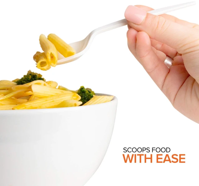 Alt view image 4 of 7 - Stock Your Home 50 Pack White Plastic Disposable Sporks, BPA Free 2-in-1 Heavy Weight Fork Spoon for School Lunch, Picnics, Catering, Restaurants, Birthday Parties