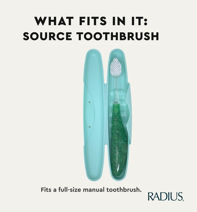 Alt view image 2 of 7 - RADIUS Toothbrush Travel Case for Standard Brush, BPA-Free Recycled Plastic, Light Blue, 8.25x1.38x1.75in