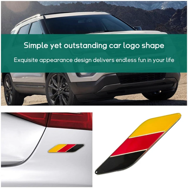 Alt view image 6 of 6 - Dickno 2PCS 3D Tricolor Flag Emblem, Aluminum Car Front Fender Badge Sign, Auto Stickers and Declaration Decals, Universal Exterior Decor Accessories for All Vehicles (Ge