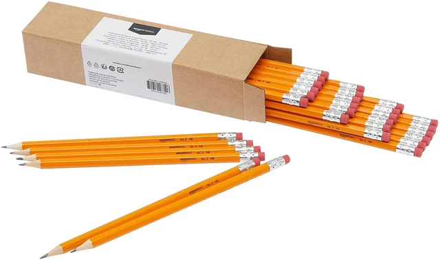 Main image of Amazon Basics #2 HB Wood-Cased Pencils, Pre-sharpened, Soft Strong Lead, with Erasers, Orange, 30 Count