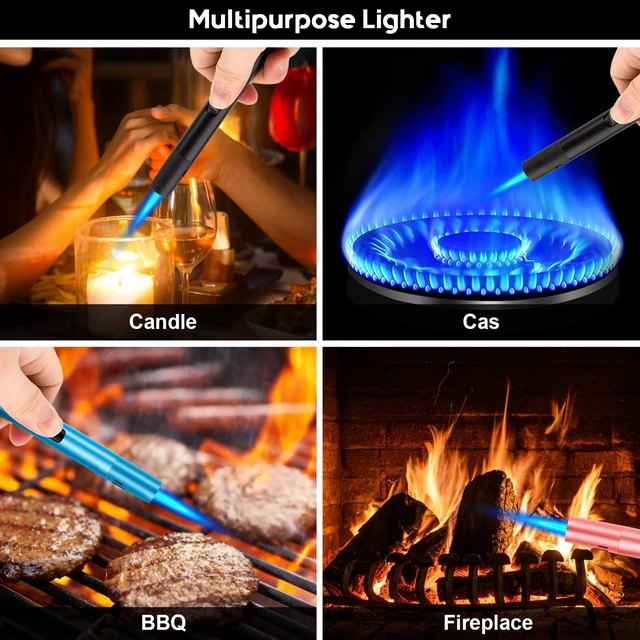 Alt view image 6 of 6 - LcFun 2 Pack Refillable Butane Torch Lighter with Visible Fuel Window, Windproof Adjustable Jet Flame, for Candle, Grill, BBQ, Camping, Fireworks (Butane Not Included)