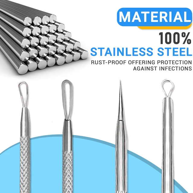 Alt view image 7 of 7 - 2Pcs Stainless Steel Pimple Extractor Blackhead Remover Acne Tool Surgical
