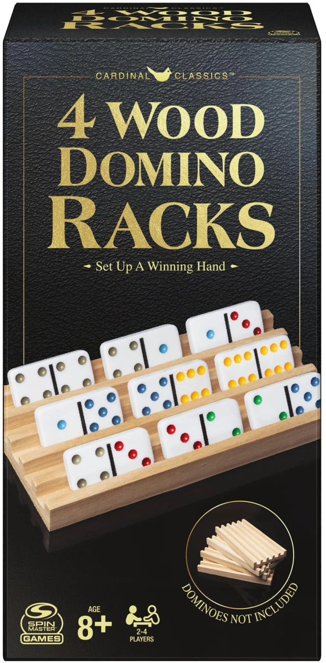 Main image of Spin Master Games Wooden Domino Racks Set of 4 Trays Classic Board Game