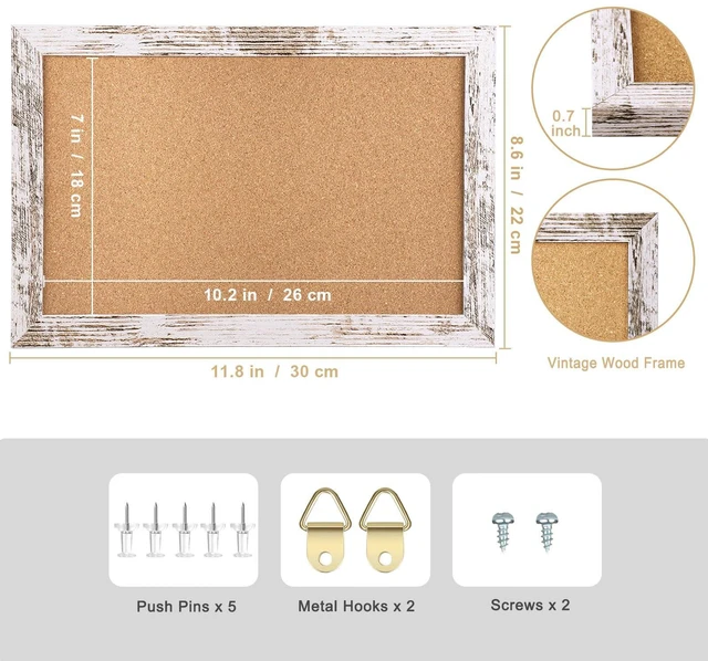 Alt view image 5 of 5 - 8x8.6inches Mini Hanging Framed Cork Bulletin Board with Wooden Frame, Pin Board Vision Board for School Home Office (2230,WH,1p)