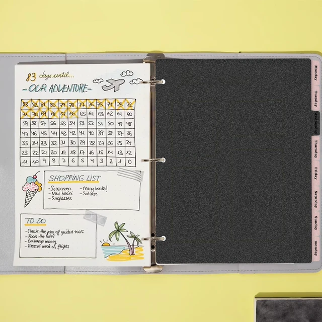 Alt view image 6 of 7 - 8-Tab Sturdy Plastic Dividers, Black 3-Ring Binder Divider Set, Aesthetic Dividers for Notebooks and Binders