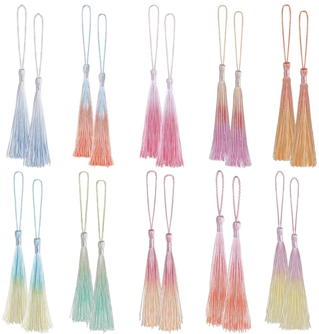 Main image of Bewudy 20 Pcs Mini Silk Tassels Bookmark, 13cm/5in, Color A