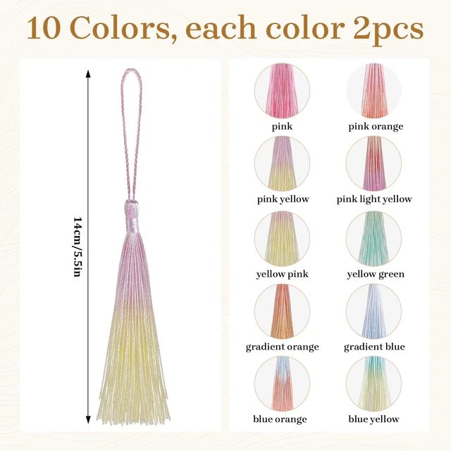 Alt view image 4 of 7 - Bewudy 20 Pcs Mini Silk Tassels Bookmark, 13cm/5in, Color A