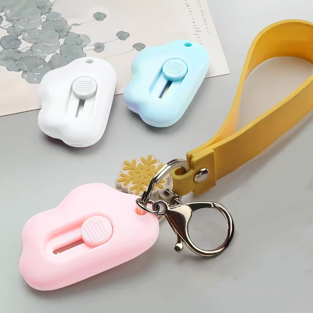 Alt view image 5 of 7 - 3 Pack Retractable Box Cutter Letter Opener, Adorable Cloud Tiny Envelope Slitter, for Key Chain Pocket Bag Package Envelope Mail Letter Box, 2.24x1.5x0.55in
