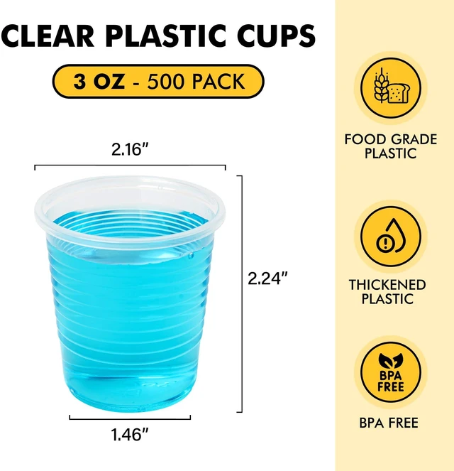 Alt view image 3 of 5 - RACETOP 100 Pack 3 oz Clear Disposable Plastic Cups Bulk Cold Drinking Party Cup