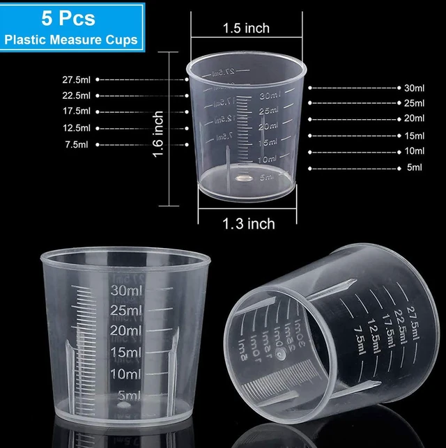 Alt view image 7 of 7 - 30ml Plastic Liquid Measuring Cups, Mini Clear Kitchen Medicine Cups, Graduated Beakers for Baking Cooking Home Lab, 5 Packs (1oz, Transparent)