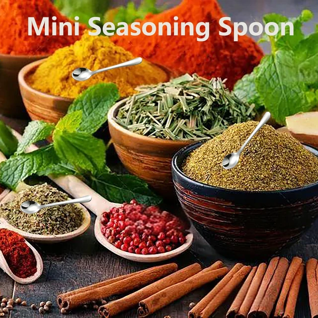 Alt view image 3 of 7 - 4PCS Tiny Stainless Steel Spoons 2.87" for Spice Jars, Salt, Sugar, Pepper, Honey, Silver