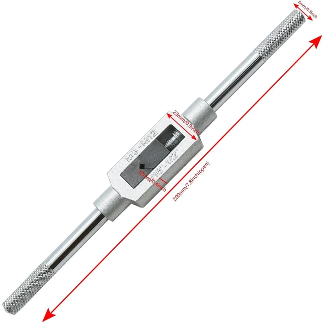 Alt view image 5 of 7 - Piutouyar M3-M12 Adjustable Tap Wrench Handle 1/16"-1/2"