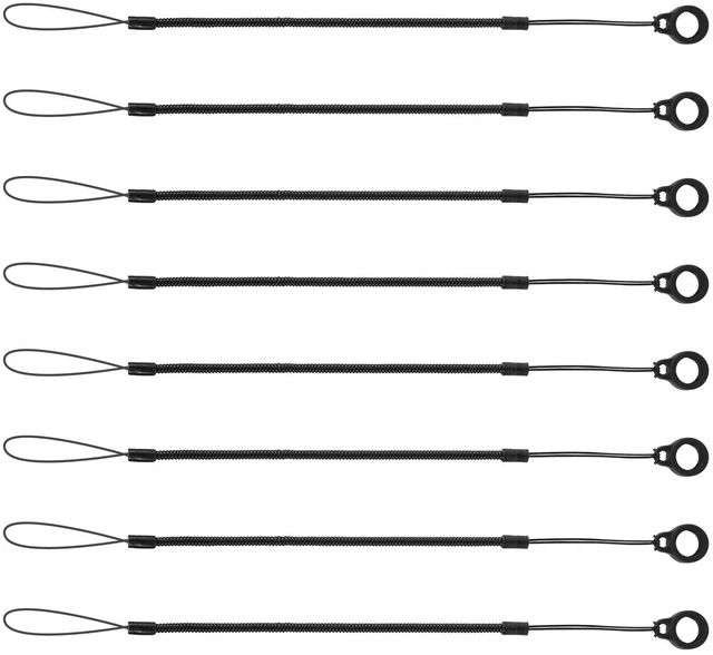 Main image of BOXOB 8-Pack 9.8Inch Elastic Tether Lanyard, Retractable Spring Coil Strap for Stylus Pen and Tablet Touchscreen, Black