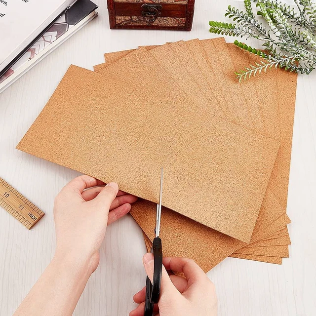 Alt view image 3 of 5 - Olycraft 10 Sheets 1mm Thick Cork Sheet 12x6.1 Inch Brown Rectangle for Coaster Placemat Kitchen Dining DIY Crafts Supplies
