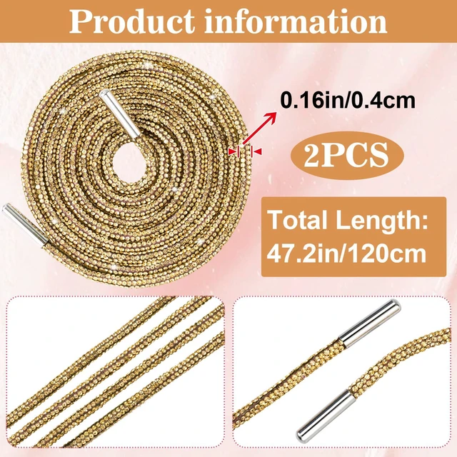 Alt view image 5 of 6 - PAGOW 1 Pair Glitter Rhinestone Round Shoe Laces, 47.2in(120cm)