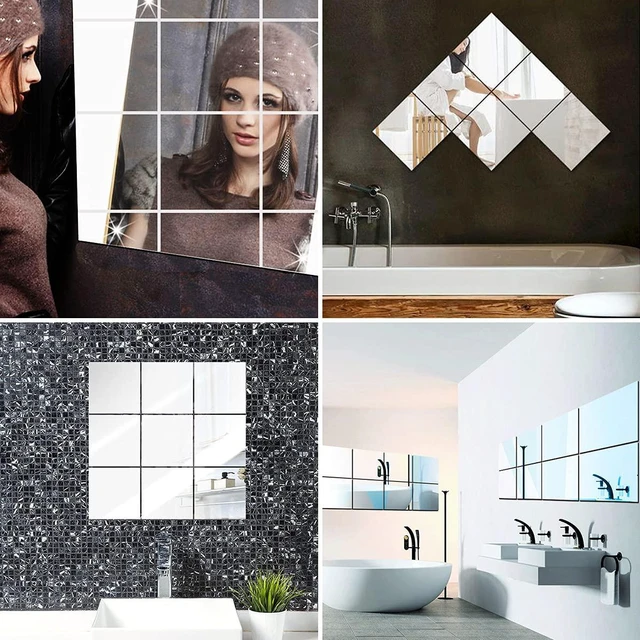 Alt view image 3 of 7 - Fantasyon 10 Pieces Flexible Mirror Sheets, Self Adhesive Decorative Plastic Mirror Tiles, Non-Glass Mirror Stickers, 8x10 Inch, for School Educational and Home Wall Deco
