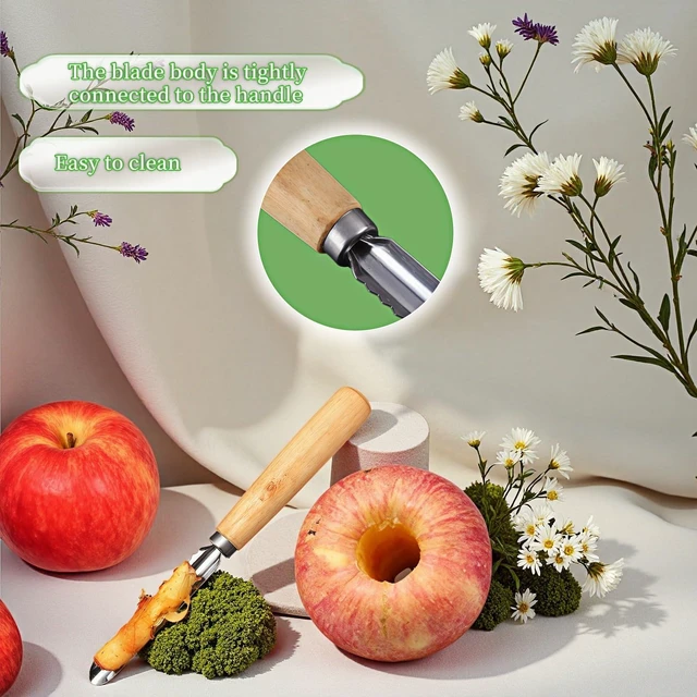 Alt view image 7 of 7 - 2-Pack 8" Stainless Steel Vegetable Corer with Wood Handle - for Zucchini, Apples, Eggplant - Hollow Out for Stuffing