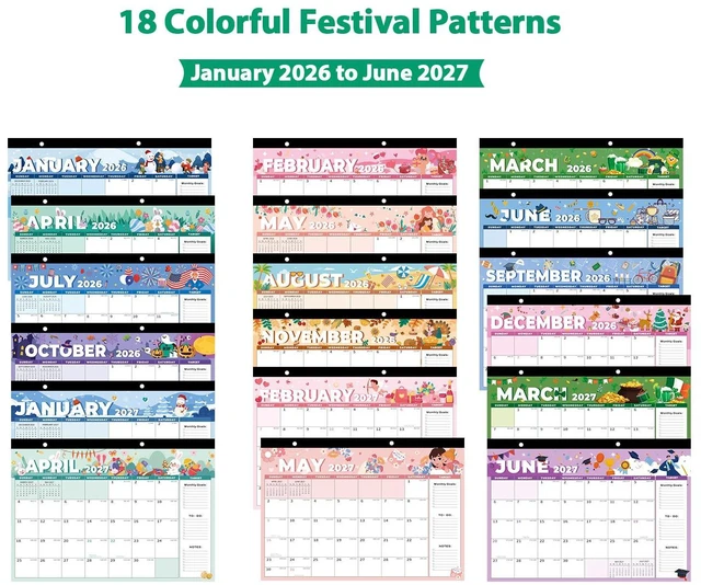 Alt view image 3 of 7 - 18 Months Desk Calendar 2026, Jan 2026 - Jun 2027, Large 17" x 12" Desktop/Wall Monthly Calendar for Home, School, or Office