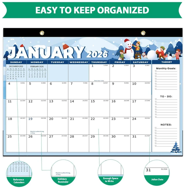 Alt view image 4 of 7 - 18 Months Desk Calendar 2026, Jan 2026 - Jun 2027, Large 17" x 12" Desktop/Wall Monthly Calendar for Home, School, or Office