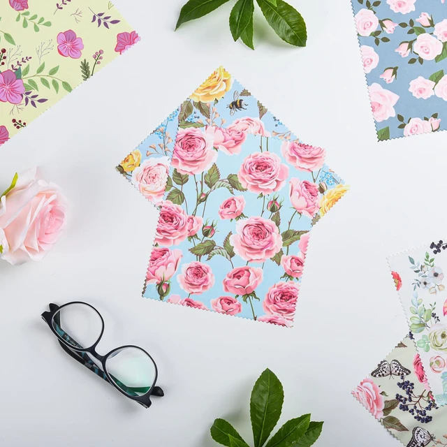 Alt view image 5 of 7 - 8 Pack Microfiber Cleaning Cloths 7 x 6 Inches Multicolor Flower for Eyeglasses, Camera Lens, Cell Phones, Laptops, LCD TV Screens and More