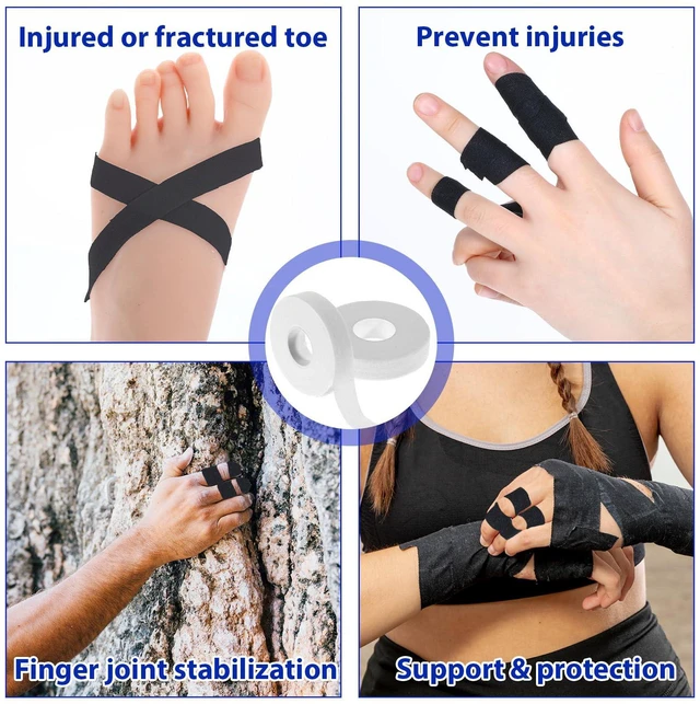 Alt view image 6 of 6 - 2 Rolls 0.6-Inch x 32-Feet Extra Strong Adhesive Finger Tape, Athletic Tape for Fingers, Hands, Toes, Rock Climbing, Skin-Friendly Sports Tape, Black