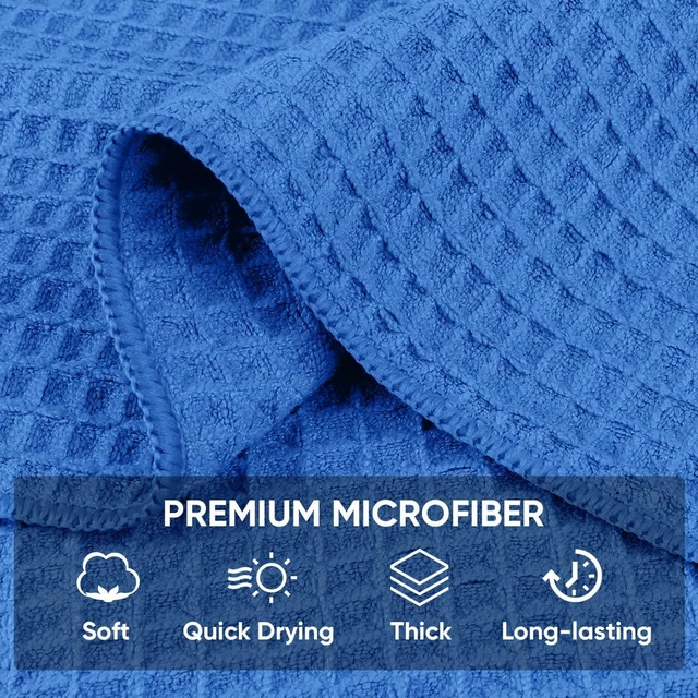 Alt view image 6 of 7 - HOMEXCEL Waffle Weave Microfiber Towel, 10 PK, 12x12in