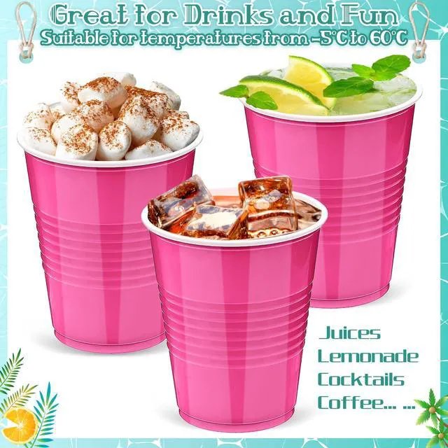 Alt view image 4 of 6 - Kochorie 50 Pack Hot Pink Disposable Plastic Cups 12Ounce for Wedding Birthday Graduation Christmas Parties Picnics Events