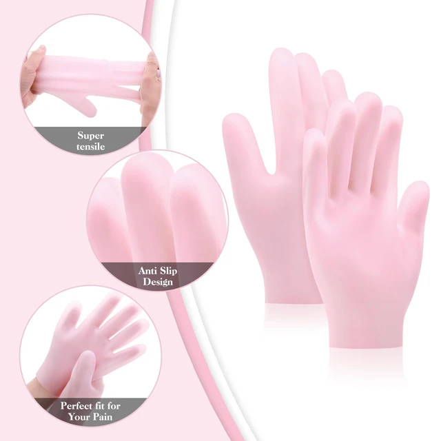 Alt view image 7 of 7 - Sibba 2 Pairs Silicone Spa Gel Moisturizing Hydrating Gloves for Women - Anti Slip Aloe Lotion for Dry Hands, Calluses, Cracked Heels, Softening Rough Skin