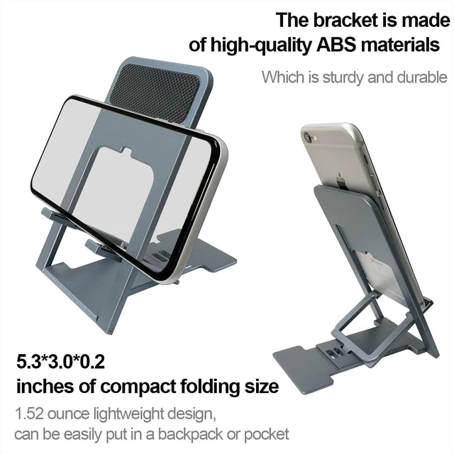 Alt view image 6 of 6 - POQOD Ultrathin Fully Foldable Phone Stand for Desk Compatible with iPhone 16 15 14 13 12 11, Nintendo Switch, All Phones, Grey