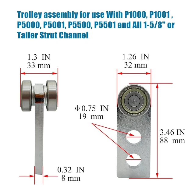 Alt view image 3 of 4 - 2-Wheel Trolley Assembly Rollers (2 PCS)