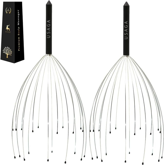 Main image of USAGA Head & Scalp Massager 20 Fingers, Black & Black