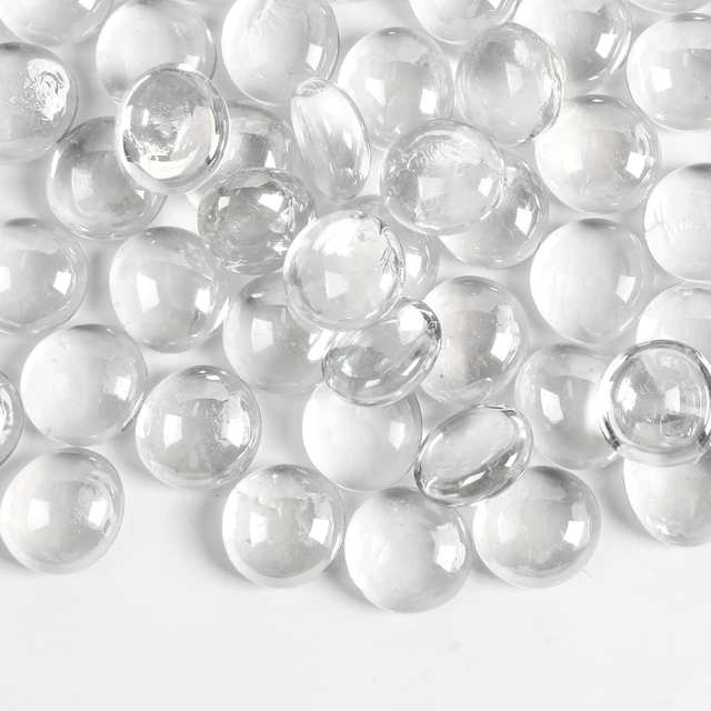Main image of 5lb Clear Glass Beads, Pebbles, Flat Marbles for Vase Filler, Flower, Candle Crafts, Centerpieces, Wedding Decoration