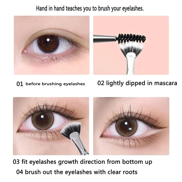 Alt view image 2 of 6 - TEONEI Fan Mascara Brushes Eyelash Eyebrow Brushes 2Pcs Black