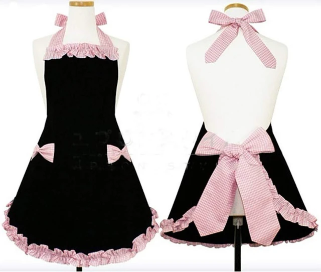 Alt view image 2 of 2 - Hyzrz Cute Fashion Bib Apron Dress for Women Girls Waitress Chef Kitchen Restaurant Home Cooking, Black