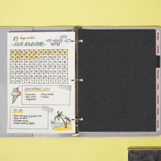 Alt view image 6 of 7 - 8-Tab Sturdy Plastic Binder Dividers, Black 3-Ring Divider Set for Notebooks and Binders