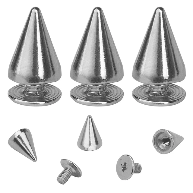 Alt view image 7 of 7 - 100 Pairs Cone Spikes Screwback Studs, Metal Bullet Cone Spikes, Punk