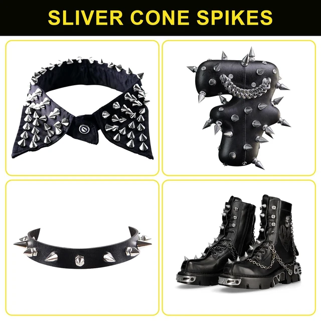 Alt view image 3 of 7 - 100 Pairs Cone Spikes Screwback Studs, Metal Bullet Cone Spikes, Punk