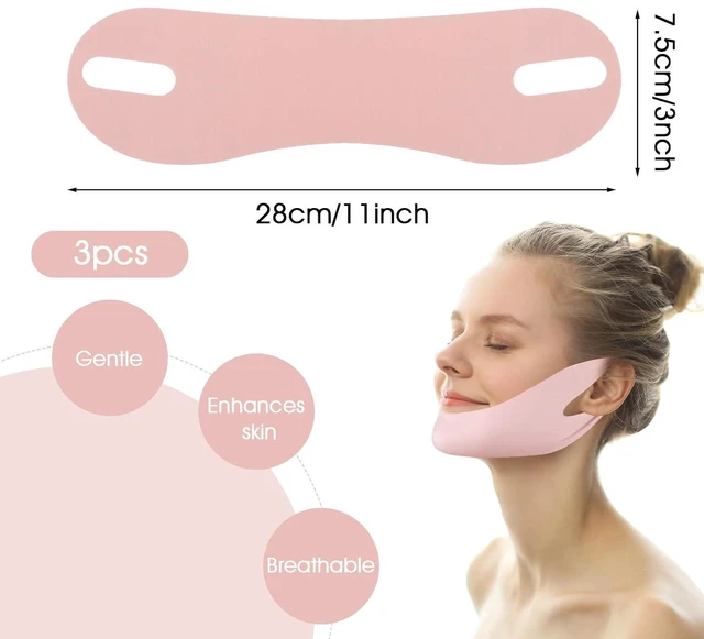 Alt view image 5 of 6 - Thinp Double Chin Reducer, Reusable V Line Face Lifting Chin Strap, Skin Tightening and Preventing Sagging (Pink)