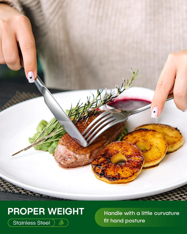 Alt view image 3 of 6 - PHILIPALA 20-Piece Stainless Steel Food Grade Silverware Set for 4, Knife Fork Spoon, Mirror Polished, Dishwasher Safe