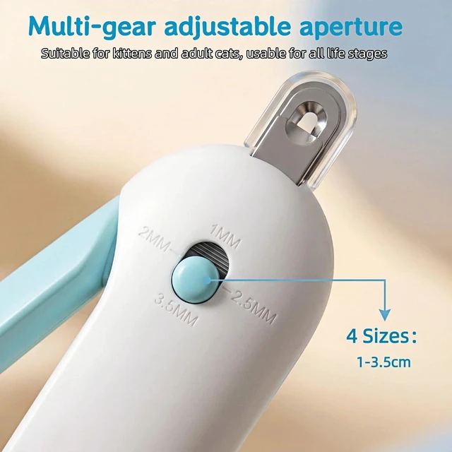 Alt view image 4 of 7 - Adjustable Cat Nail Clippers with Safety Guard and Hidden File, Splash-Proof Painless Blue Claw Scissors for Kittens and Indoor Cats
