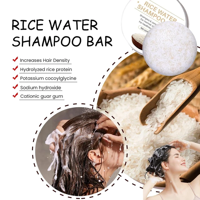 Alt view image 7 of 7 - 2 Pcs 2 in 1 Rice Water Shampoo & Conditioner Bar, Natural, Hydrating & Moisturizing, Reducing Frizz for Women and Men