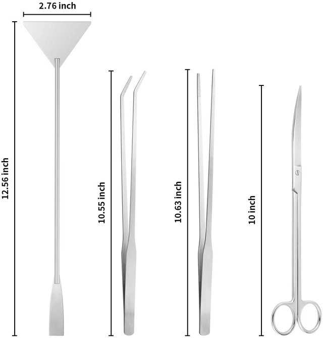 Alt view image 4 of 7 - Ohtomber 4PCS Aquascape Tool Aquarium Kit with Tweezers Scissors Scraper