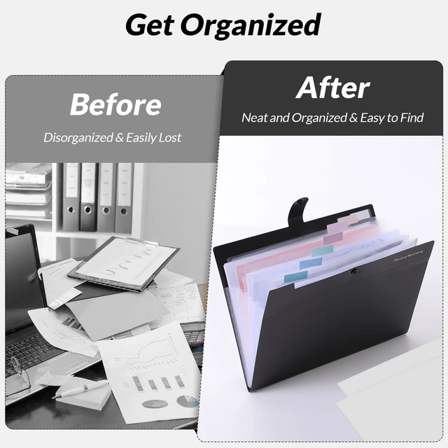 Alt view image 5 of 7 - SKYDUE Accordion File Organizer, Expanding File Folder with 8 Pockets, Portable Document Organizer, Letter/A4 Size, Black, School Office Supplies Hospital Bag Essentials