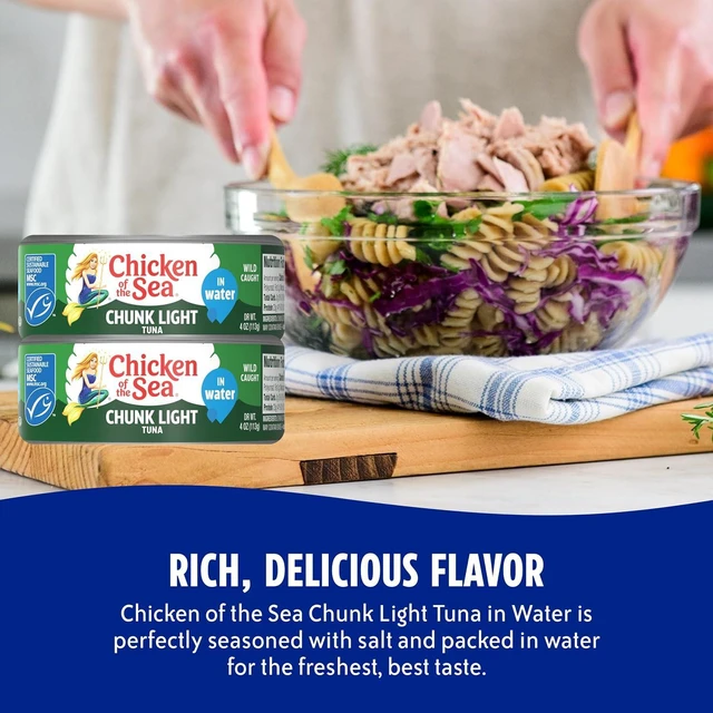 Alt view image 4 of 6 - Chicken of the Sea Wild Caught Chunk Light Tuna in Water, 5 Ounce Cans, 10-Count