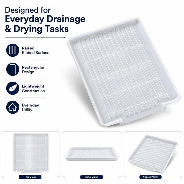 Alt view image 3 of 5 - Large Clear Plastic Dish Drying Drain Board for Kitchen Sink Countertop, Plates, Utensils, Everyday Kitchen Organization