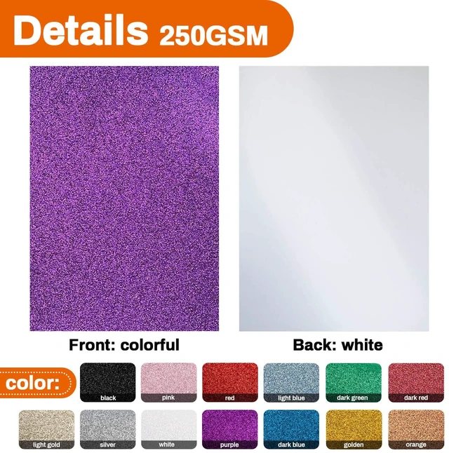 Alt view image 4 of 7 - Sukh 20pcs Glitter Cardstock Paper A4 250GSM 14 Colors Thick Colored Craft Halloween Christmas Valentines Gift Box Wrapping DIY Wedding Birthday Party Sparkle Decor Scrap