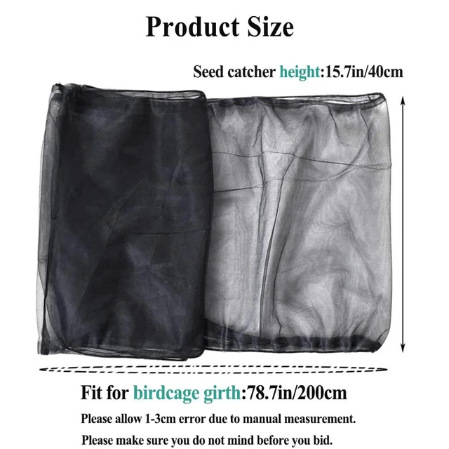 Alt view image 3 of 6 - ASOCEA Universal Bird Cage Seed Catcher, Adjustable Nylon Mesh Netting Cover Skirt for Round Square Cages, 78.7Inch, Black