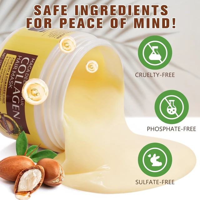 Alt view image 6 of 7 - Collagen Hair Mask, Deep Repair Conditioner with Maca Essence for Dry Damaged Hair, Moisturizing and Hydrating - 150ml
